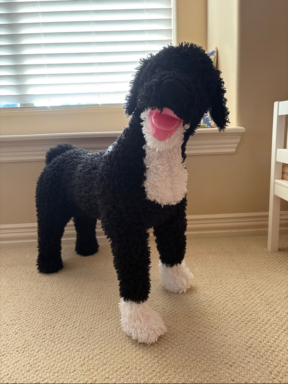 Plush Black & White Dog Toy
